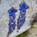 Blue Delphinium & Lilac Cascade Fringe Earrings