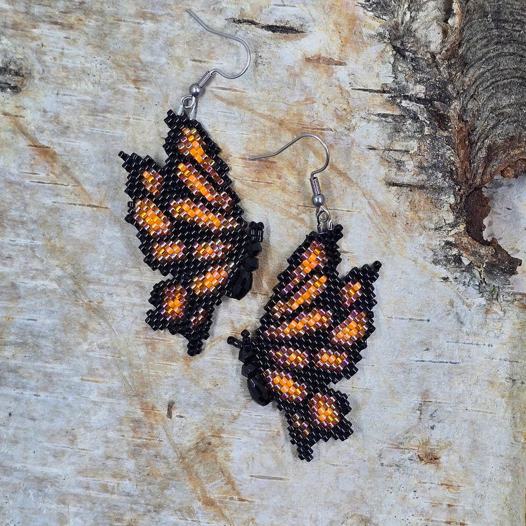 Orange Butterfly Earrings Miyuki Delica
