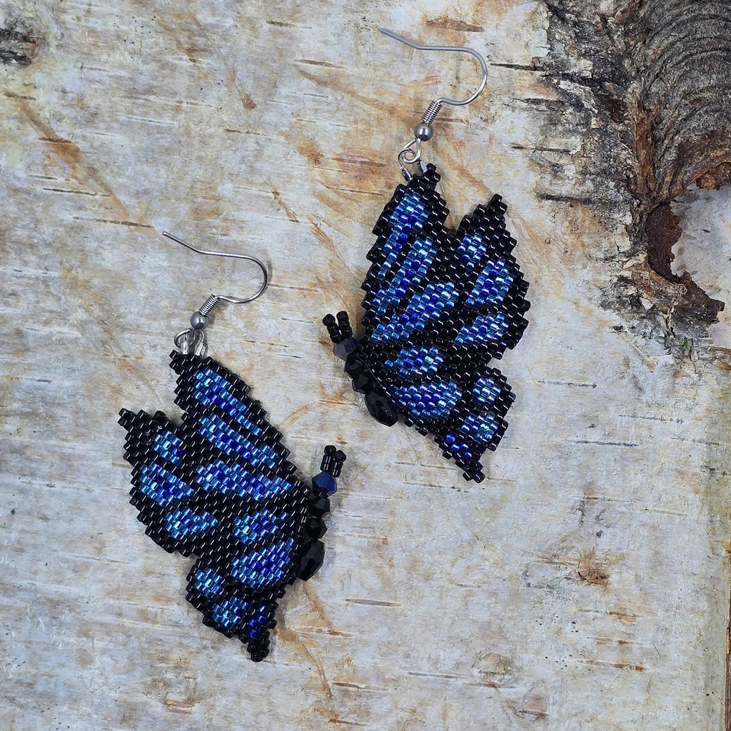 Blue Butterfly Earrings Miyuki Delica