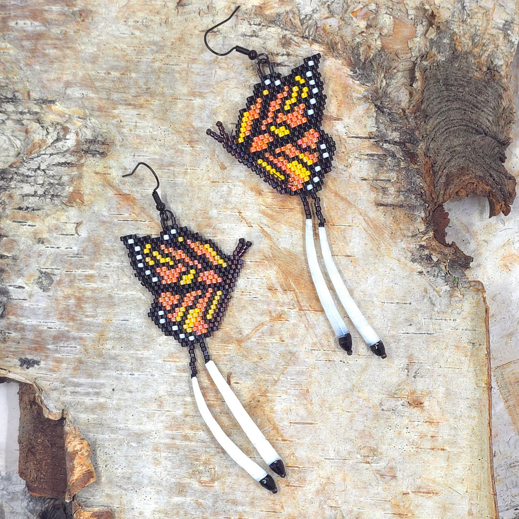 Monarch Butterfly Earrings Miyuki Delica