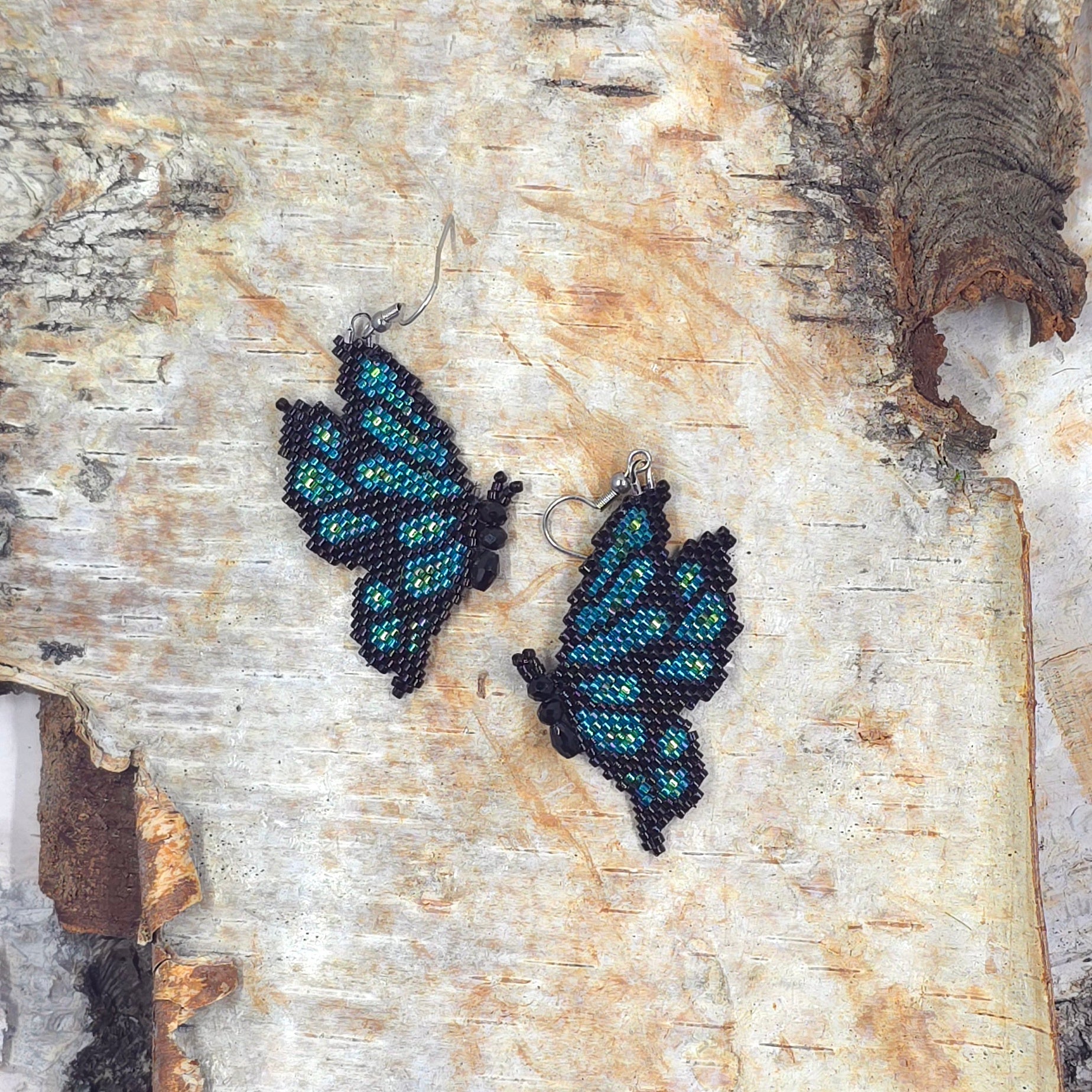 Green Butterfly Earrings Miyuki Delica