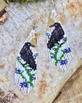 Forget-Me-Not Raven Beaded Fringe Earrings