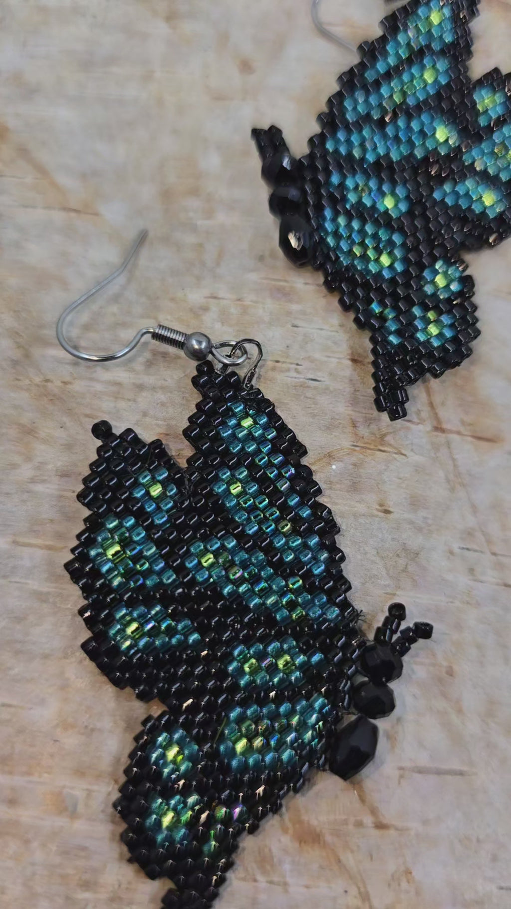 Green Butterfly Earrings Miyuki Delica