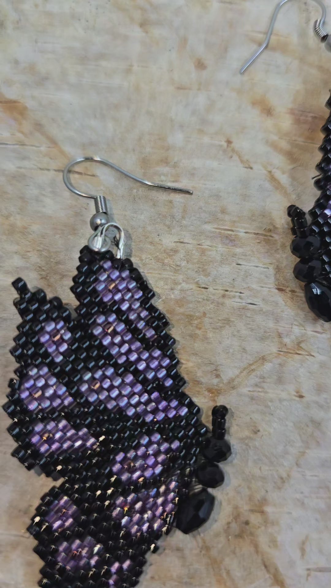 Purple Butterfly Earrings Miyuki Delica