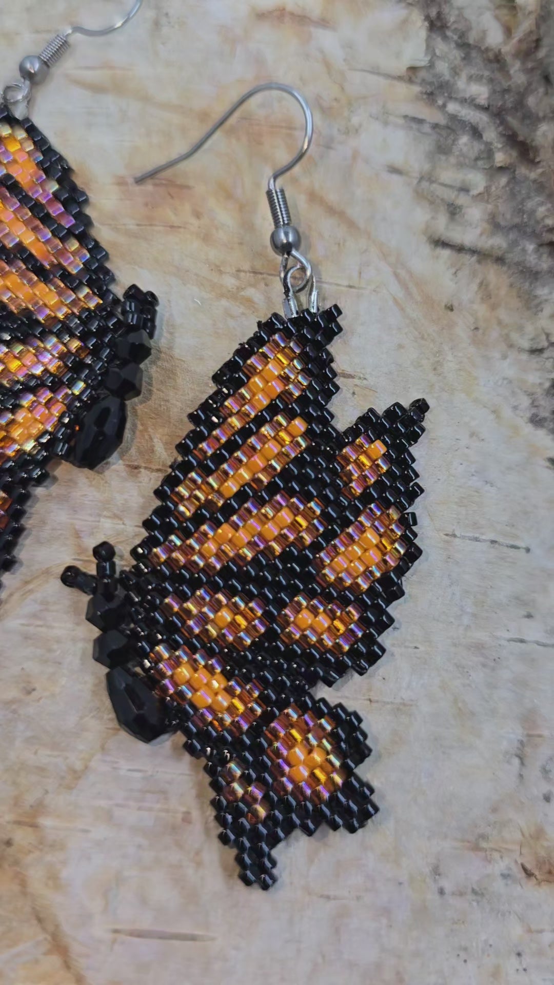 Orange Butterfly Earrings Miyuki Delica